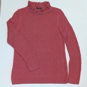 Talbot's Petite Pink Lace Sweater with Ruffle Neck, Size P